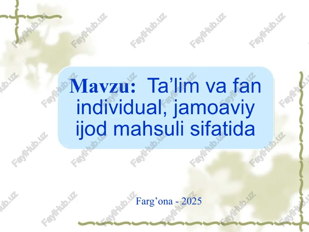 talim va fan — PPT