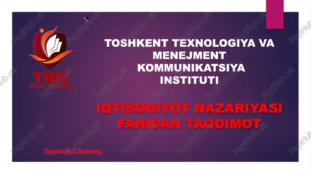 iqtisodiyot nazariyasi — PPTX