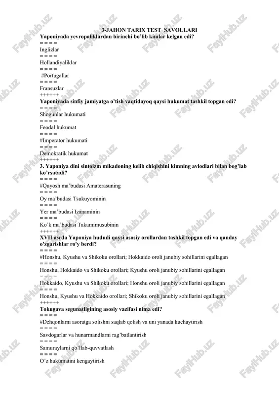 3-jahon tarix test savollari — DOCX