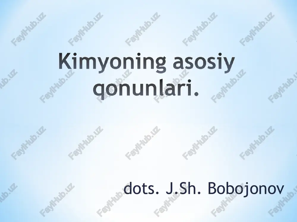 kimyoning asosiy qonunlari — PPT