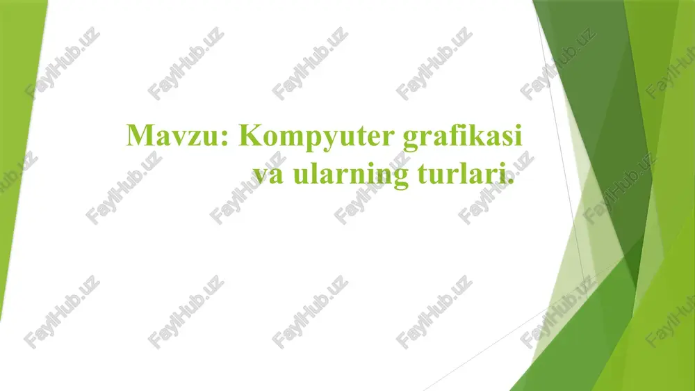 kompyutergrafikasi va ularning turlari — PPTX