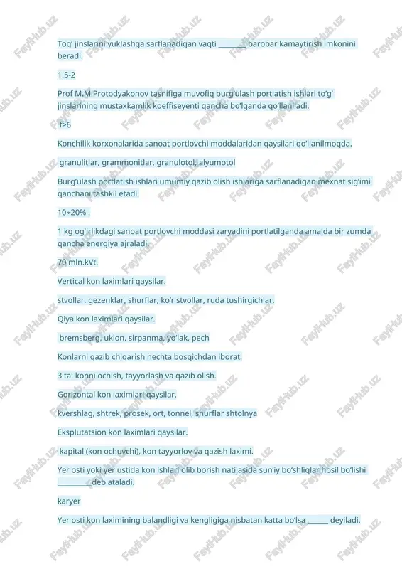 burg’ulash portlatish ishlari — DOCX