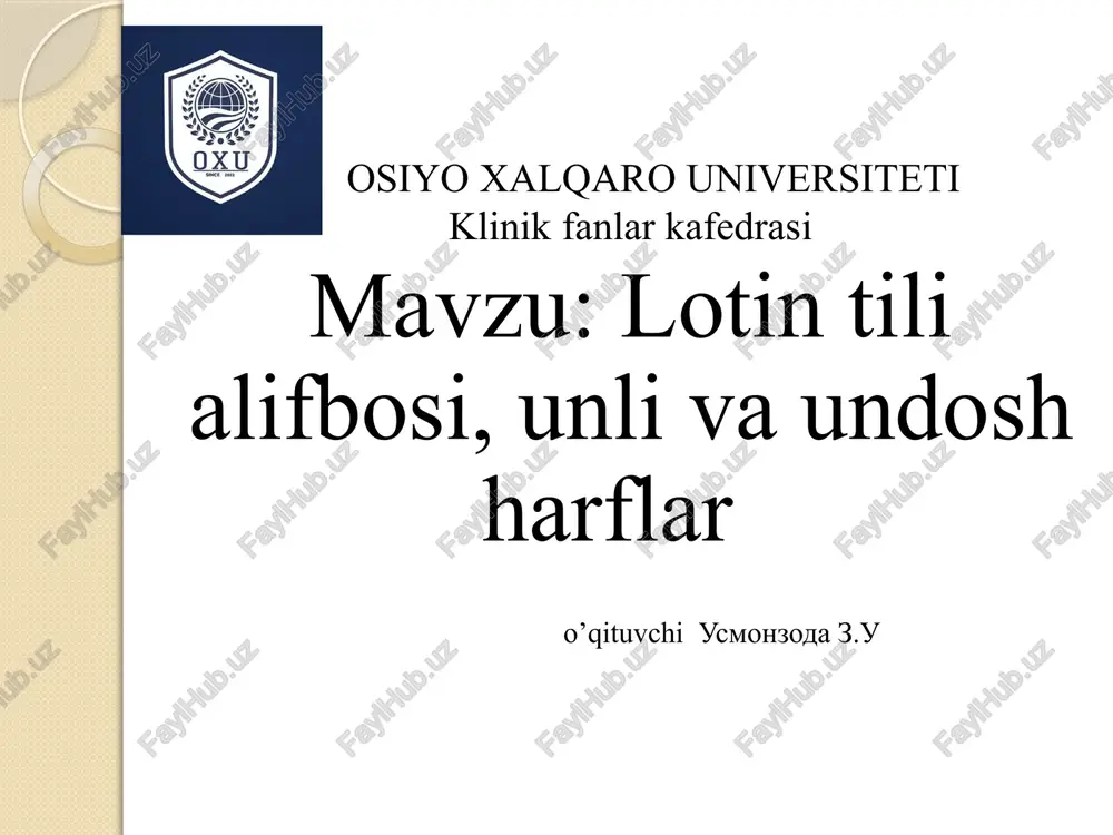 lotin tili alifbosi — PPTX