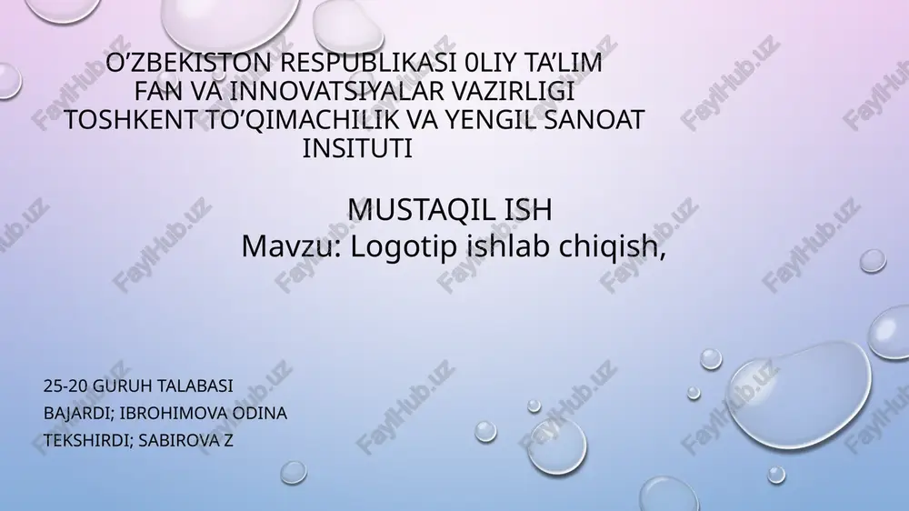 logotip ishlab chiqish — PPTX