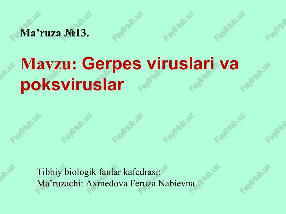 gerpes viruslari va poksviruslar — PPT
