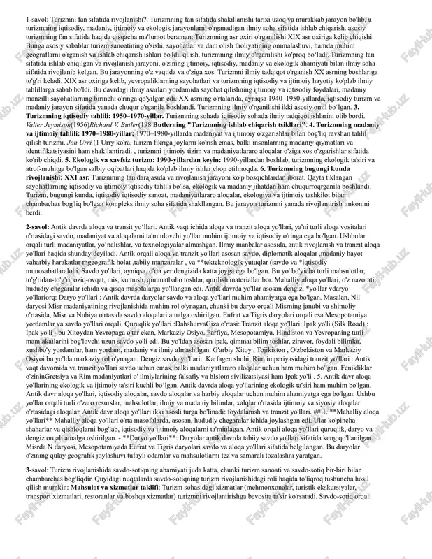 turizmning fan sifatida rivojlanishi — DOCX