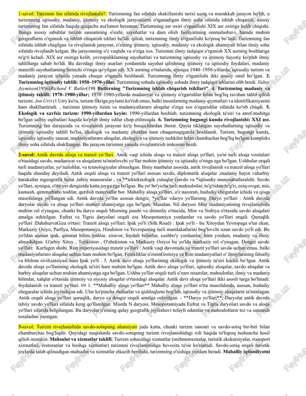 turizmning fan sifatida rivojlanishi — DOCX