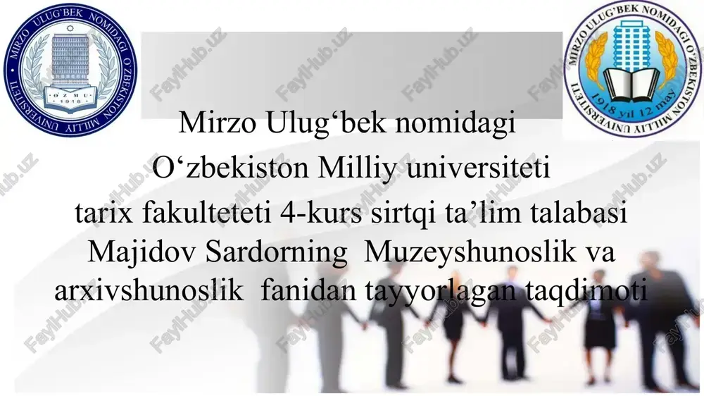 dastlabki muzeylarning tashkiletilishi — PPTX