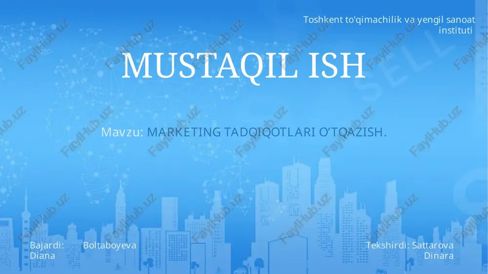 marketing tadqiqotlari o’tqazish — PPTX