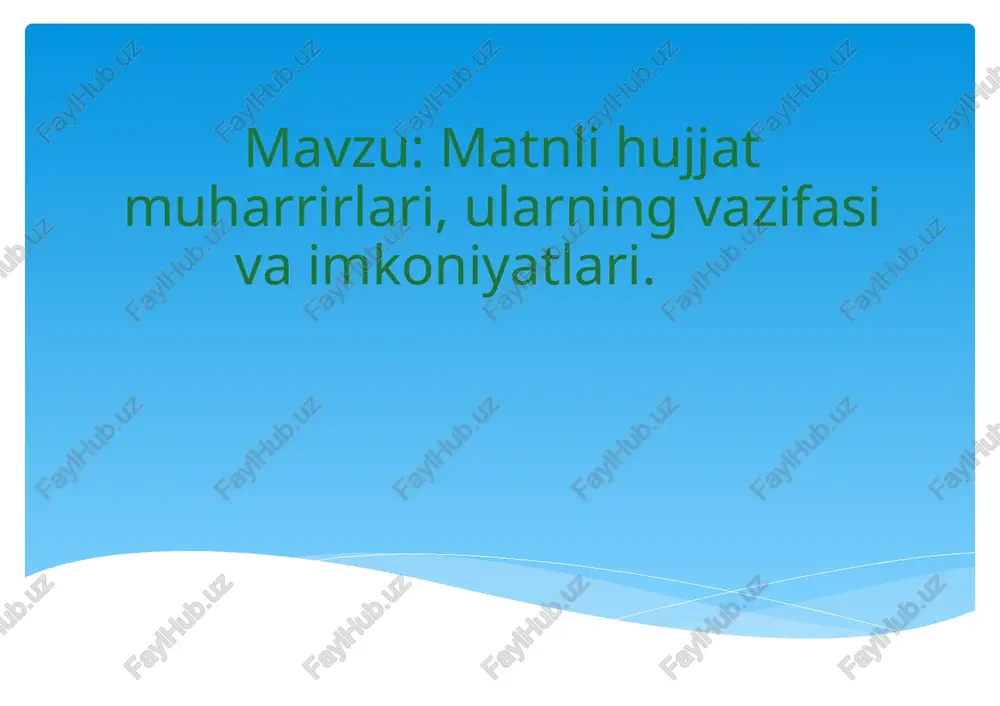 word muharriridagi bir qancha tushunchalar — PPTX