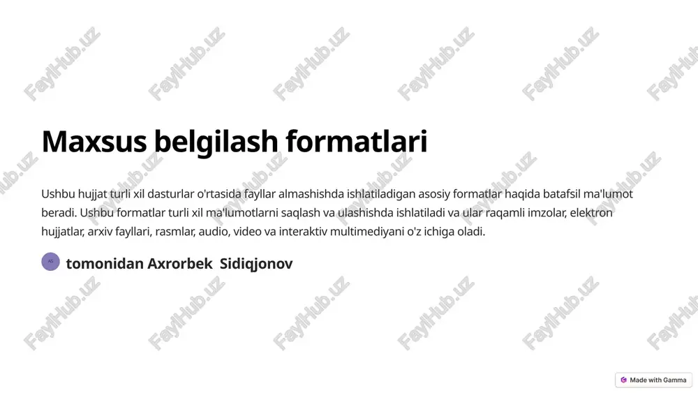 maxsus belgilash formatlari — PPTX