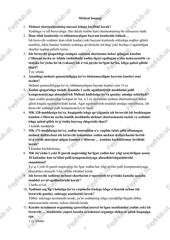 mehnat huquqi — DOCX