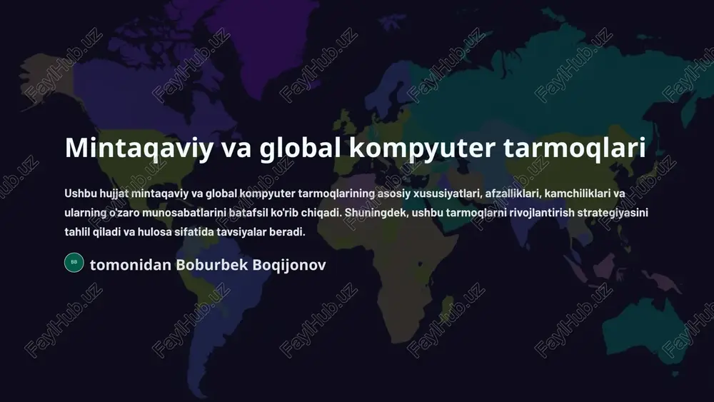 mintaqaviy va global kompyuter tarmoqlari — PPTX