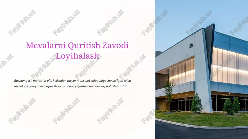 mevalarni quritish zavodi loyihalash — PPTX