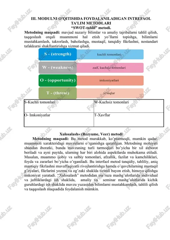 swot-tahlil metodi — DOCX
