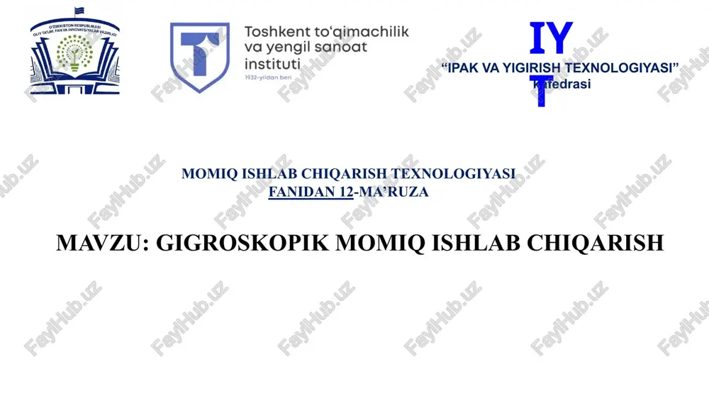 ipak va yigirish texnologiyasi — PPTX