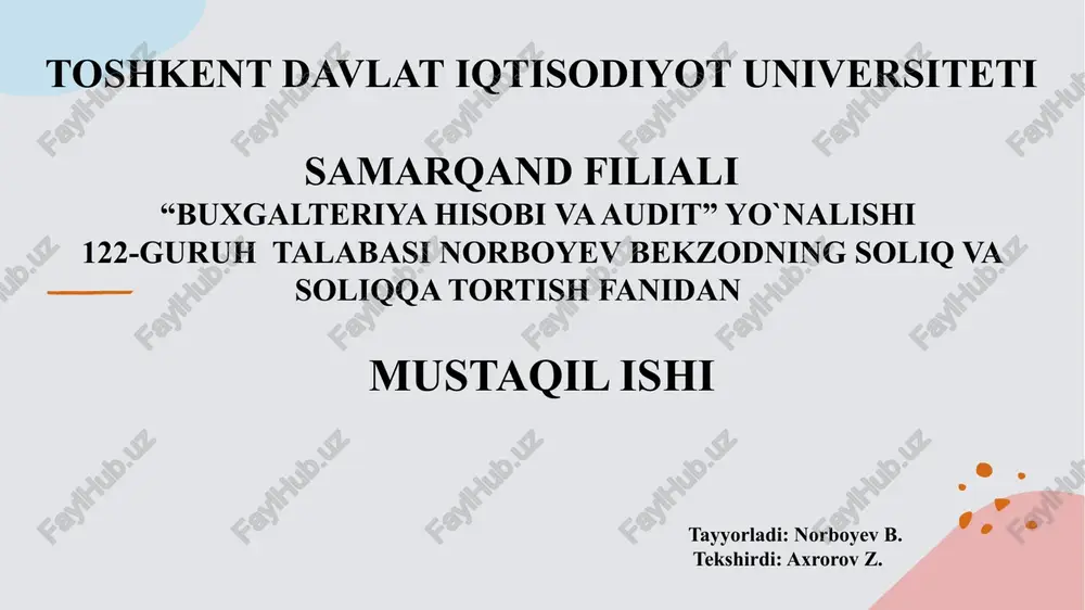 turkiya soliq tizimi — PPTX