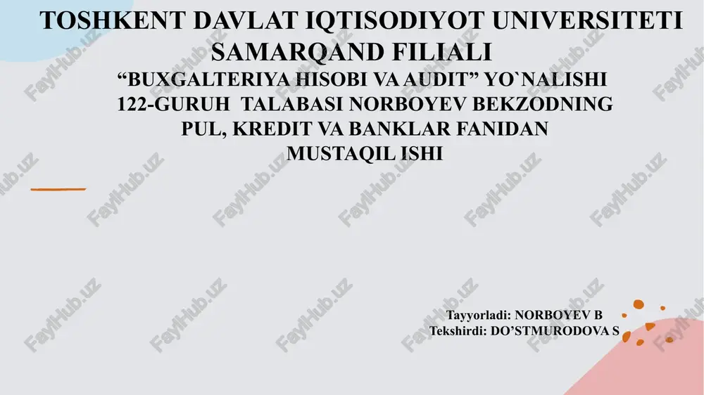 “buxgalteriya hisobiva audit” yo`nalishi — PPTX