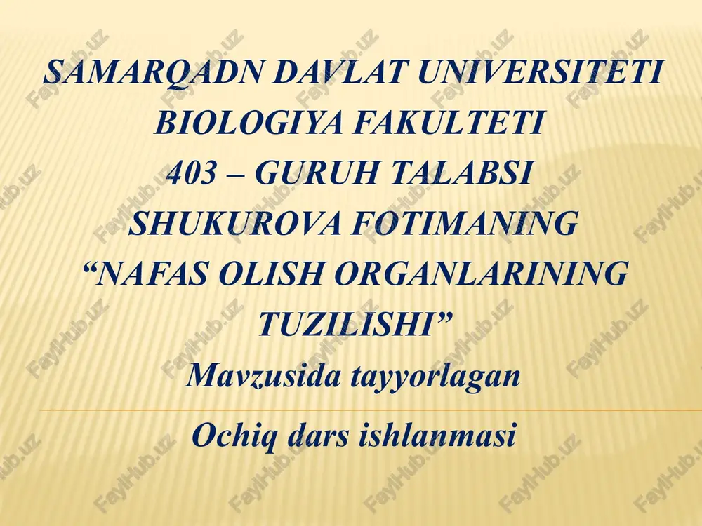 "nafas olish organlarining tuzilishi" — PPTX