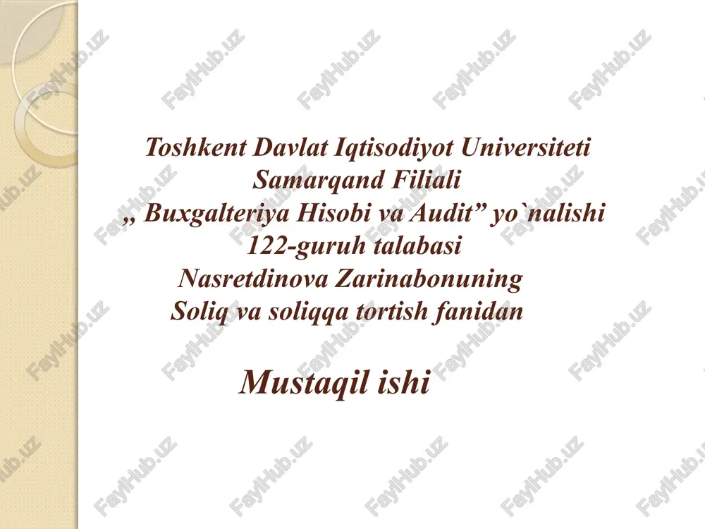saudiya arabistoni soliq tizimi — PPTX