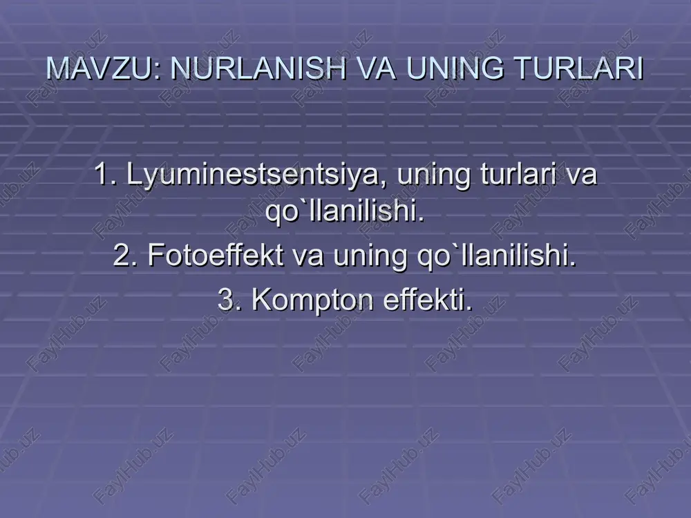 lyuminestsentsiya va uning turlari — PPT