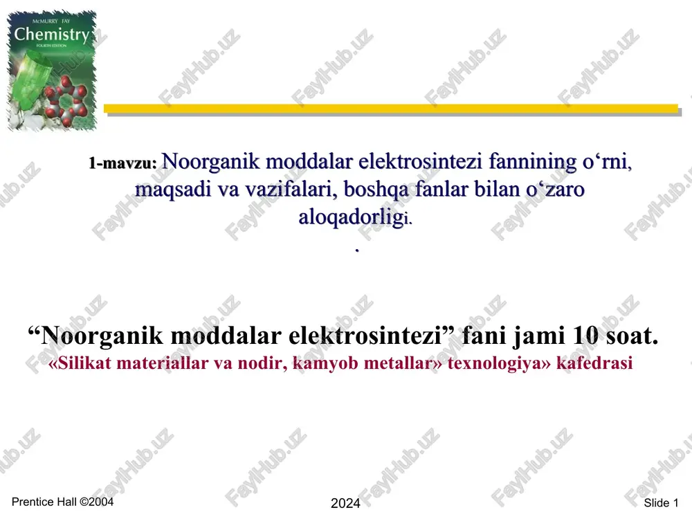 noorganik moddalar elektrosintezi — PPT