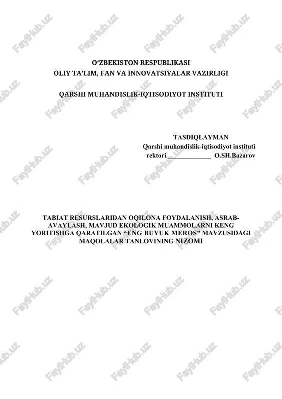 "eng buyuk meros" maqolalar tanlovi — DOCX