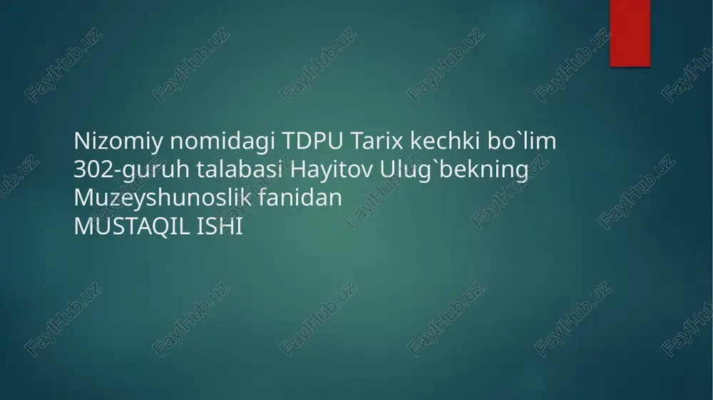 oʻzbekiston geologiya muzeyi — PPTX