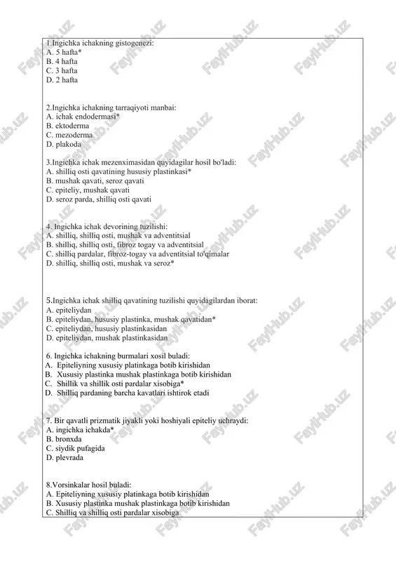 ingichka ichakning gistogenezi — DOCX