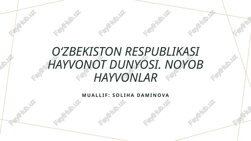 o‘zbekiston respublikasi hayvonot dunyosi — PPTX