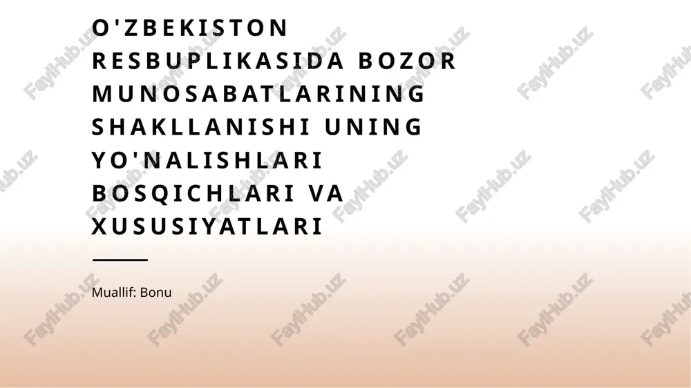 o'zbekistonda bozor munosabatlari — PPTX