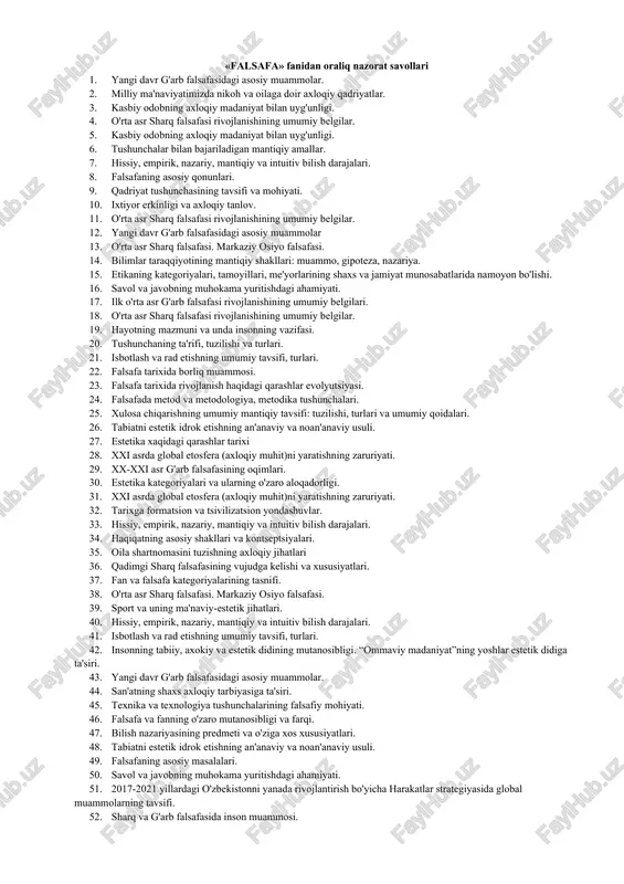 falsafa fanidan oraliq nazorat savollari — DOCX