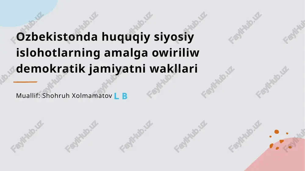 o'zbekistondagi huquqiy islohotlar — PPTX