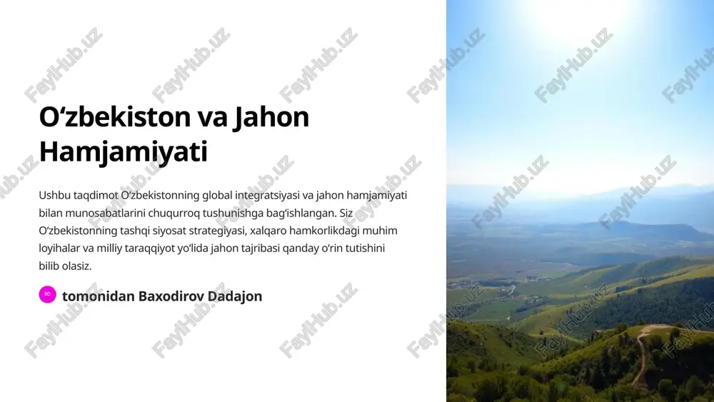 oʻzbekiston va jahon hamjamiyati — PPTX