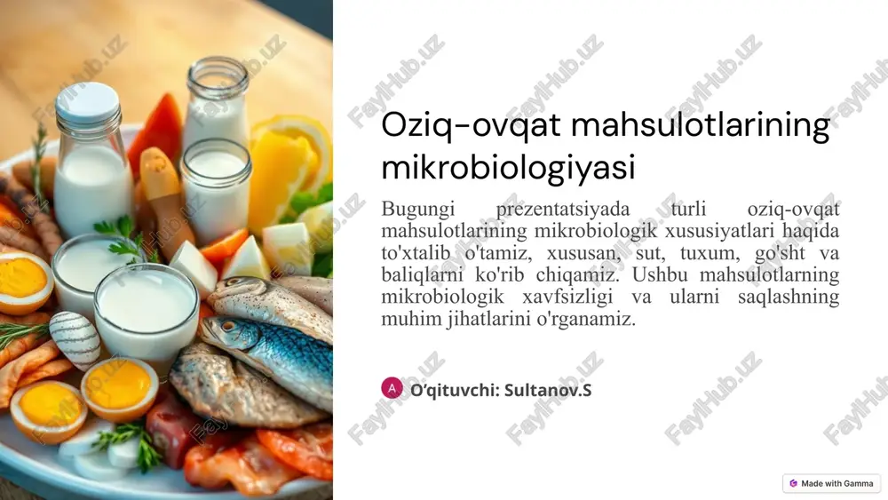 sut va sut mahsulotlarining mikrobiologik xususiyatlari — PPTX