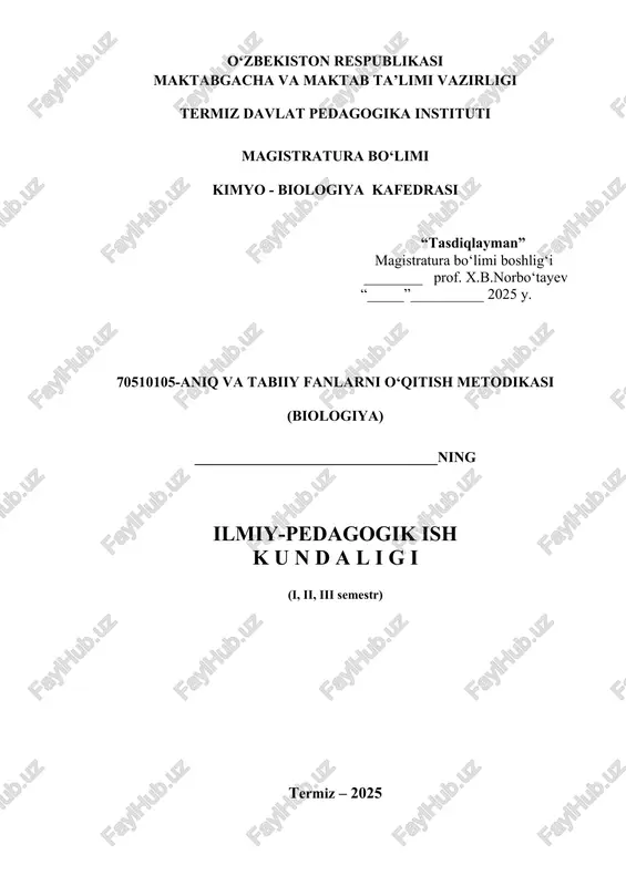 ilmiy-pedagogik ish kundaligi — DOCX