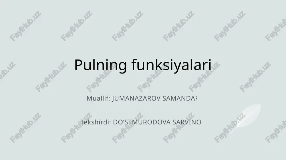 pulning funksiyalari — PPTX
