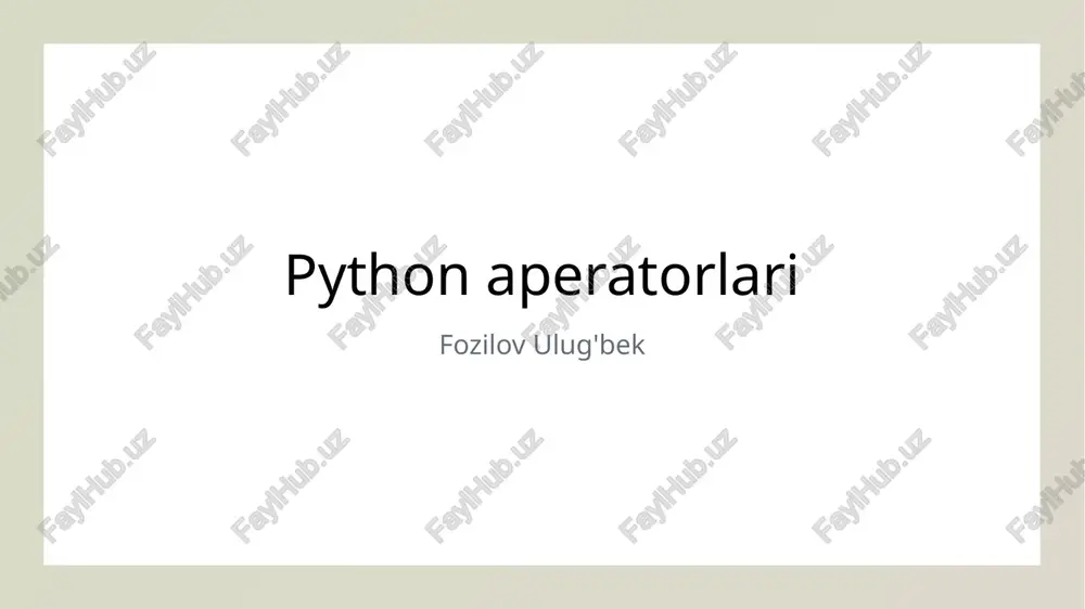 python aperatorlari — PPTX