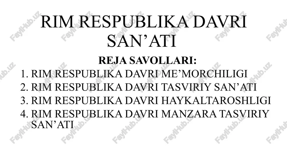 rim respublika davri san’ati — PPTX