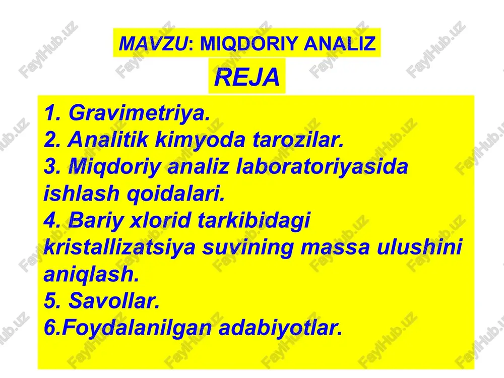 miqdoriy analiz — PPT
