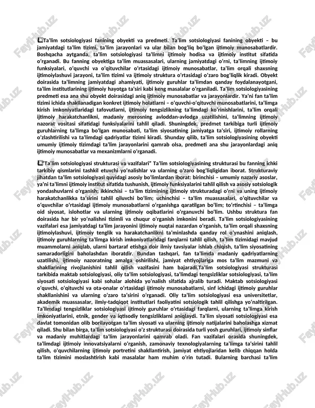 taʼlim sotsiologiyasi — DOCX