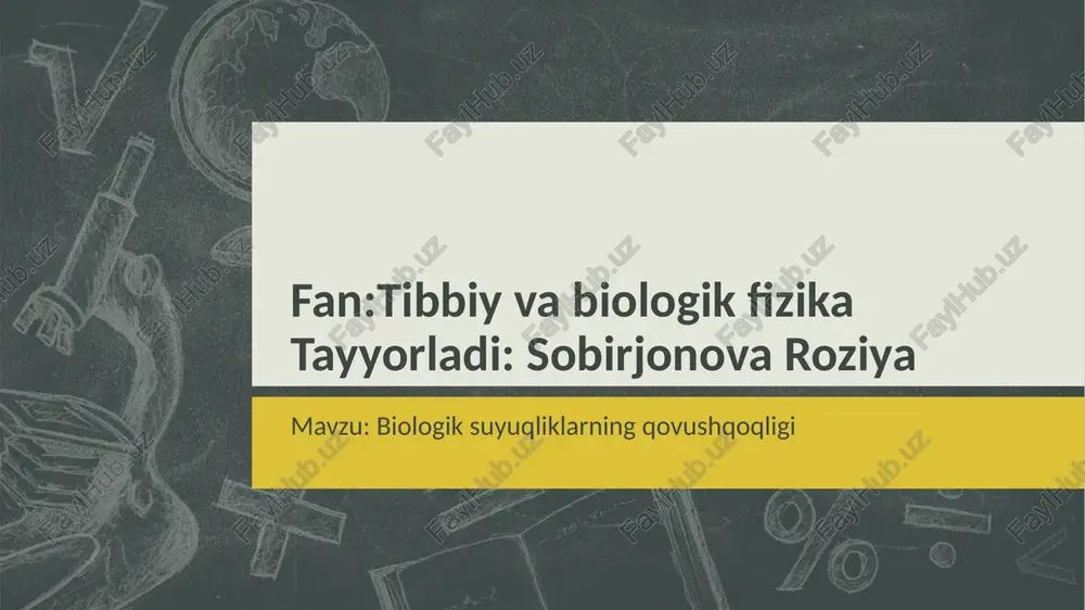 biologik suyuqliklarning qovushqoqligi — PPTX