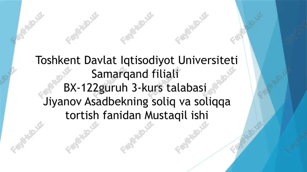 janubiy koreya soliq tizimi — PPTX