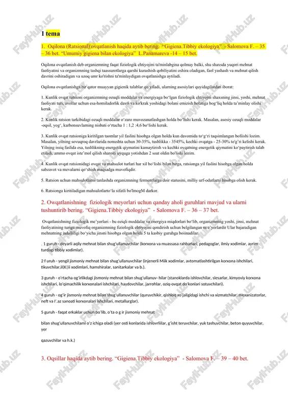 oqilona ovqatlanish haqida — DOCX