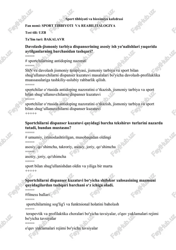 sport tibbiyoti va reabilitalogiya — DOCX