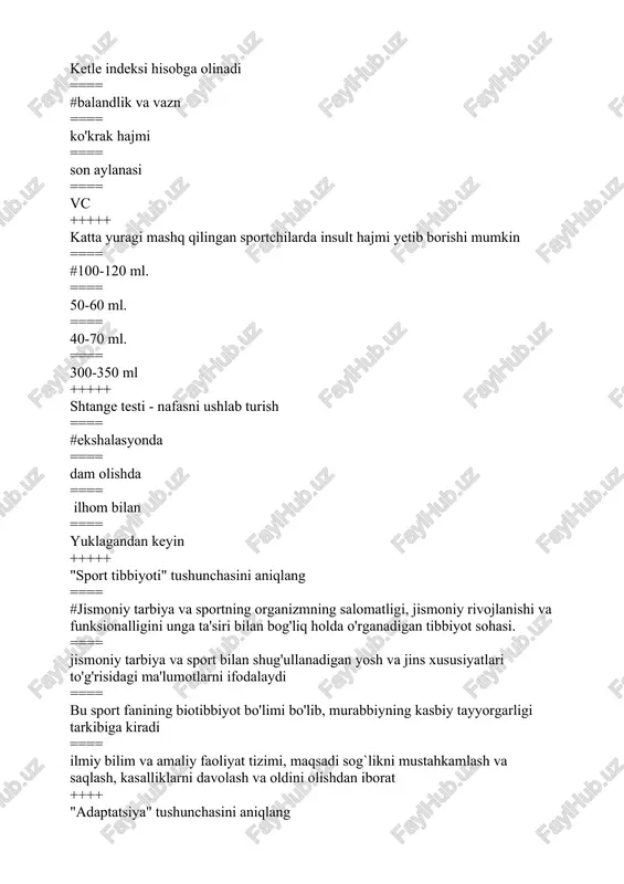 ketle indeksi hisobga olinadi — DOC