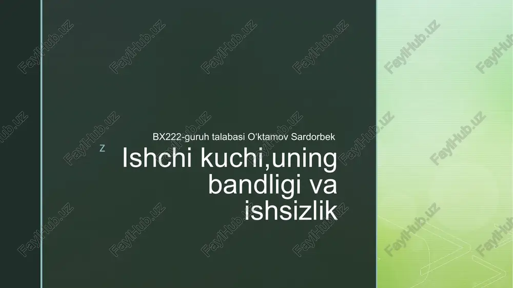 ishchi kuchi va uningbandligi — PPTX