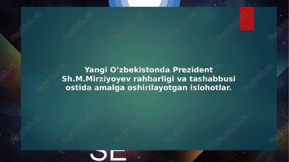 yangi o’zbekistonda prezident sh.m.mirziyoyev rahbarligi va tashabbusi — PPTX
