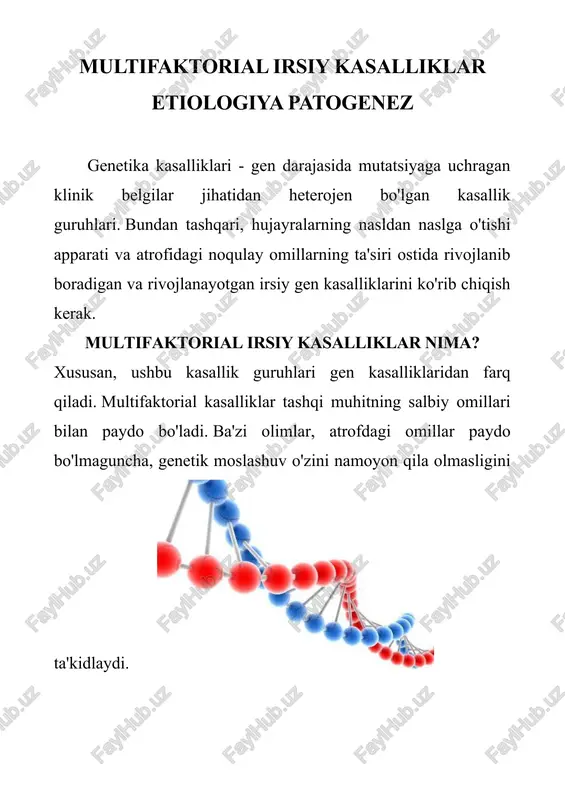 multifaktorial irsiy kasalliklar etiologiya patogenez — DOCX