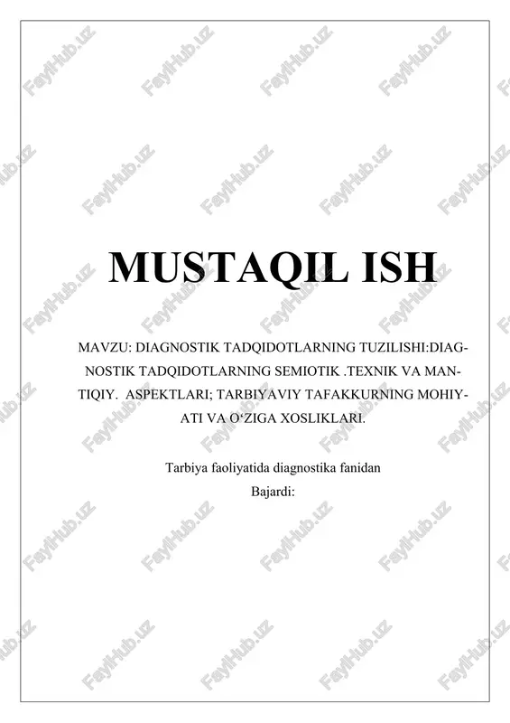 diagnostik tadqidotlarning tuzilishi — DOCX